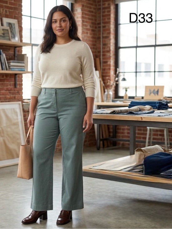 Merona Pants - Merona Wide-Leg Mid-Rise Pants in Sage,Size 18
